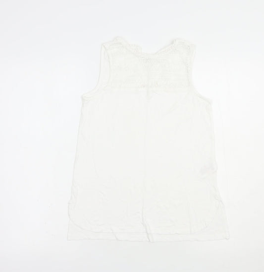 Peacocks Womens White  Viscose Basic Tank Size 8 Crew Neck