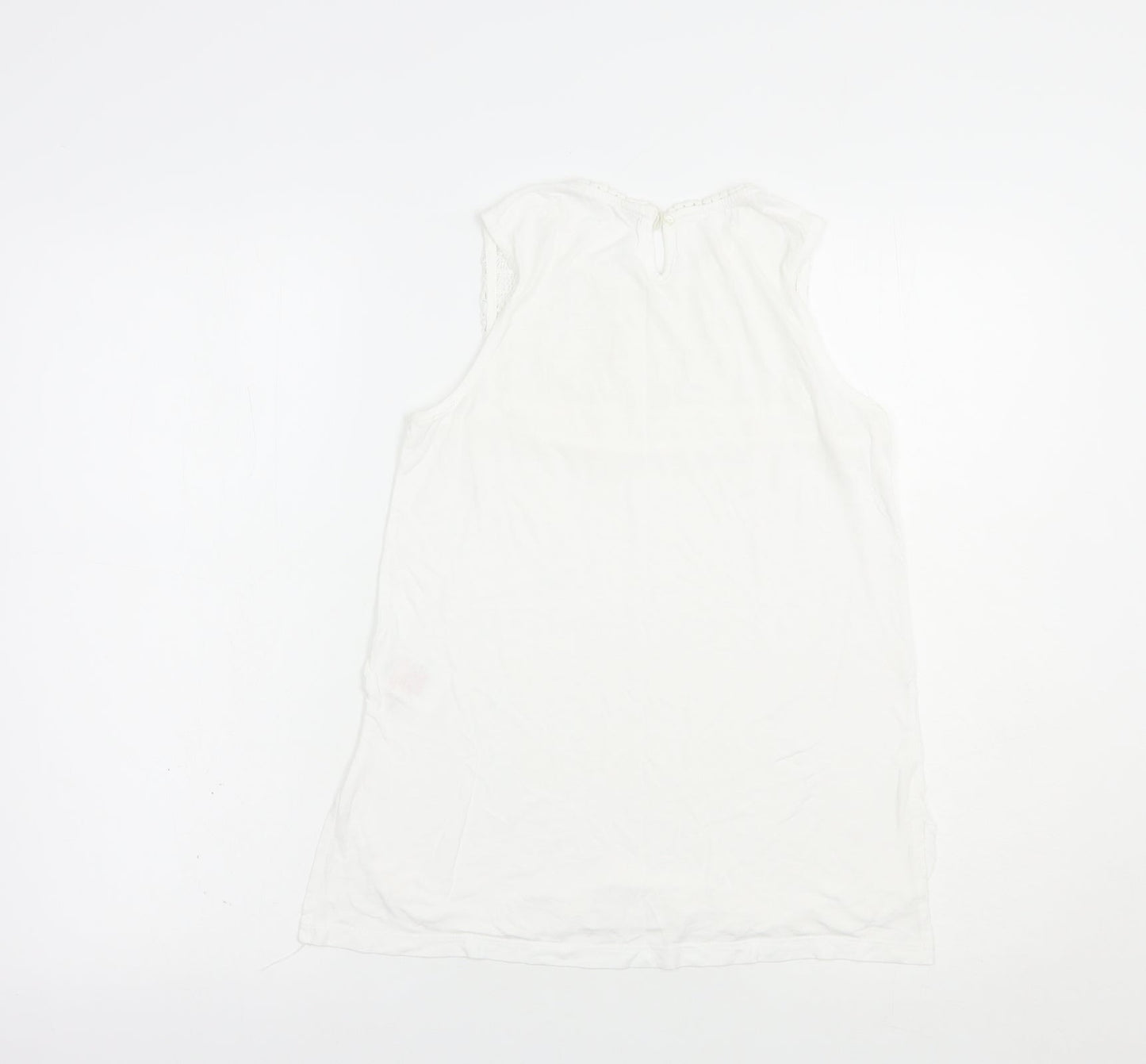 Peacocks Womens White  Viscose Basic Tank Size 8 Crew Neck