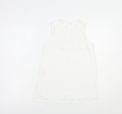 Peacocks Womens White  Viscose Basic Tank Size 8 Crew Neck
