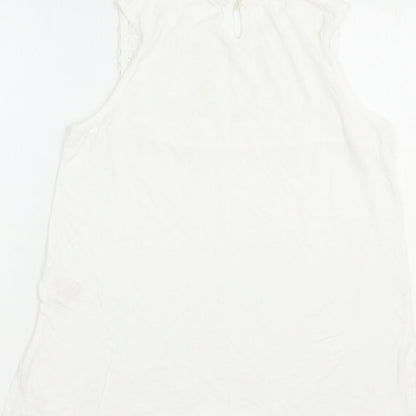 Peacocks Womens White  Viscose Basic Tank Size 8 Crew Neck