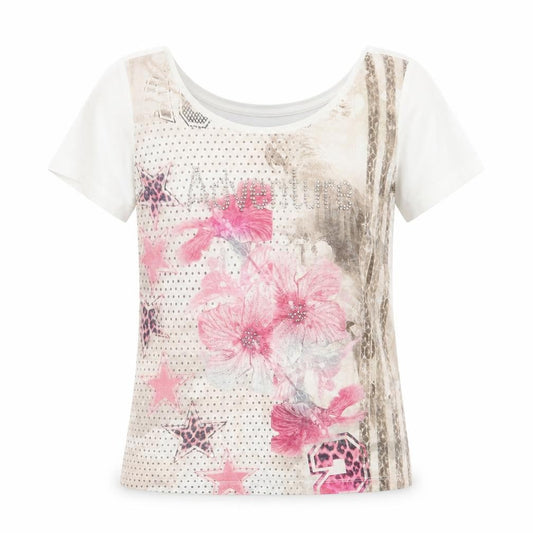 APANAGE Womens White  Polyester Basic T-Shirt Size 10 Scoop Neck