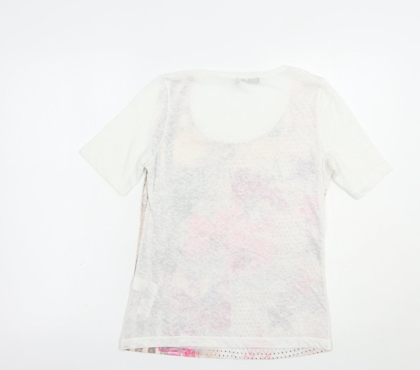 APANAGE Womens White  Polyester Basic T-Shirt Size 10 Scoop Neck
