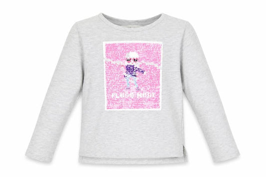 H&M Girls Grey  Polyester Basic T-Shirt Size 4-5 Years Crew Neck Pullover - Floss Mode