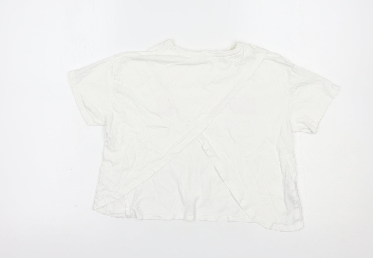 Mango Girls White  Cotton Basic T-Shirt Size 11-12 Years Crew Neck Pullover - Jumping Jacks