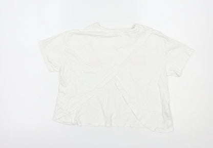 Mango Girls White  Cotton Basic T-Shirt Size 11-12 Years Crew Neck Pullover - Jumping Jacks