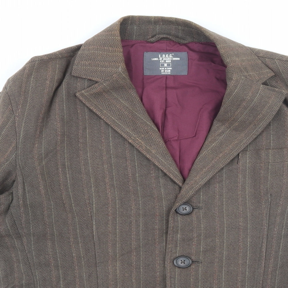 H&M Womens Brown Plaid  Jacket Blazer Size M