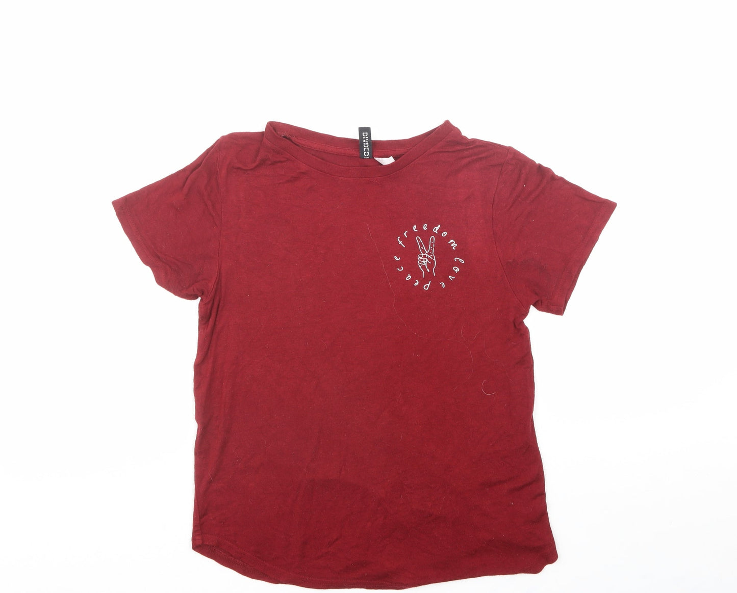Divided by H&M Womens Red  Viscose Jersey T-Shirt Size XS Crew Neck