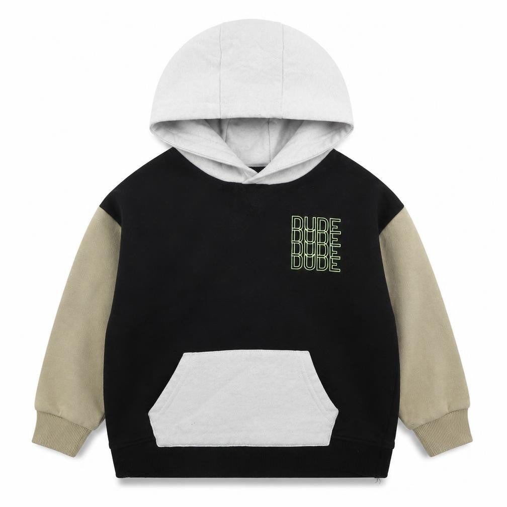 Primark Boys Black Colourblock Cotton Pullover Hoodie Size 6-7 Years  Pullover - Dude