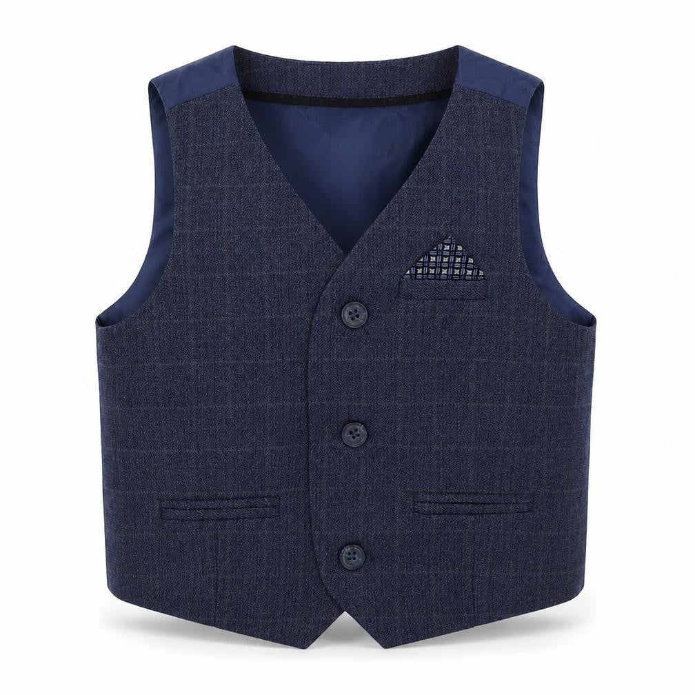 Primark Boys Blue Check  Jacket Waistcoat Size 18-24 Months   Button