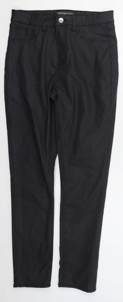 Denim Co Womens Black  Cotton Trousers  Size 8 L28 in Regular Button