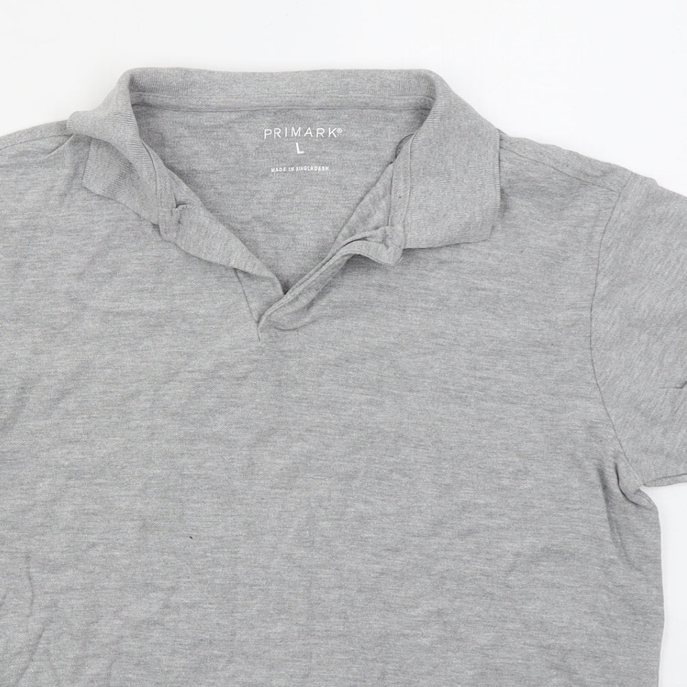Primark Mens Grey  Cotton  Polo Size L Collared Pullover