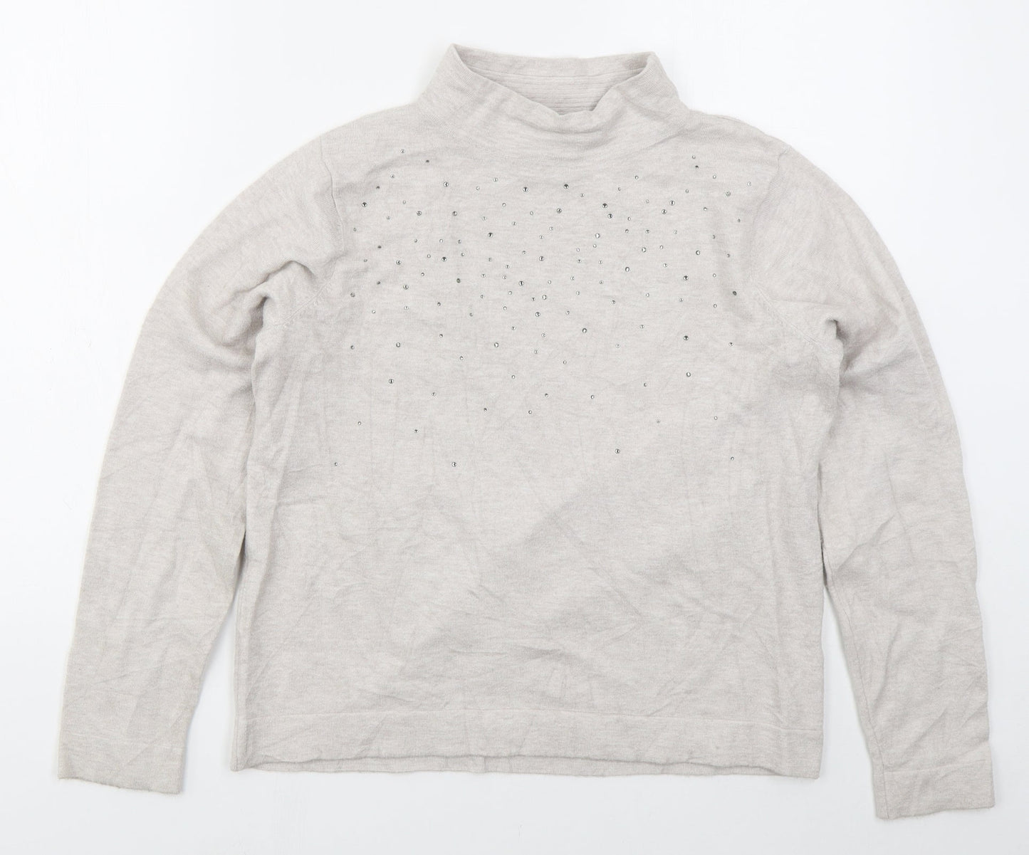 Betty Barclay Womens Grey Mock Neck  Acrylic Pullover Jumper Size M