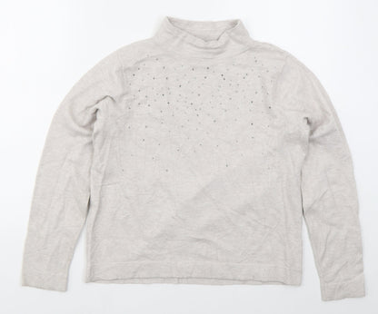 Betty Barclay Womens Grey Mock Neck  Acrylic Pullover Jumper Size M