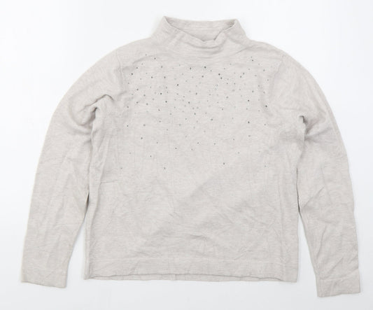 Betty Barclay Womens Grey Mock Neck  Acrylic Pullover Jumper Size M