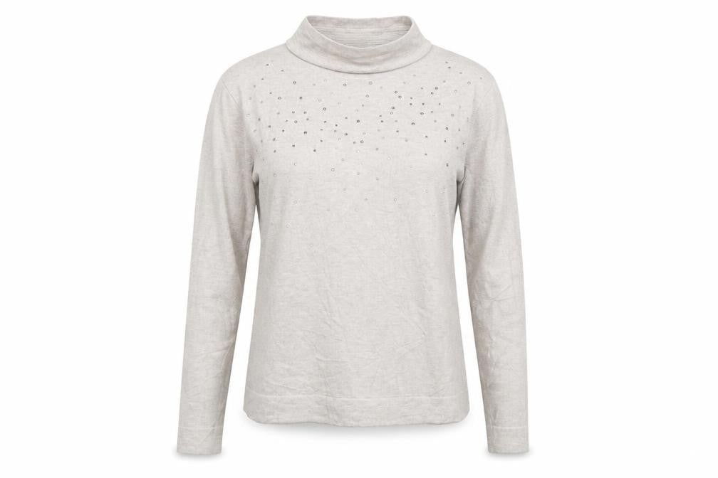 Betty Barclay Womens Grey Mock Neck  Acrylic Pullover Jumper Size M