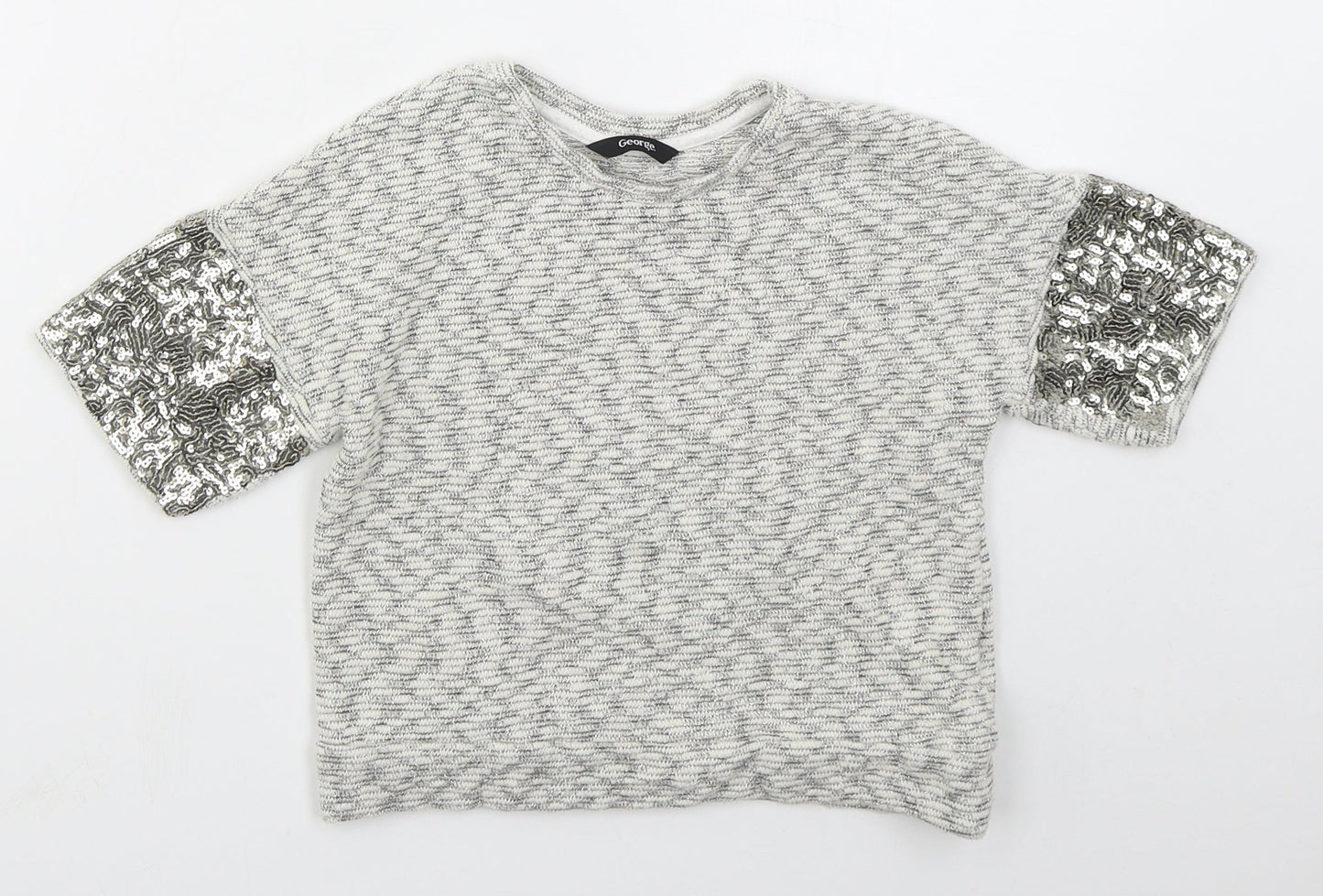 George Girls Grey  Cotton Pullover Sweatshirt Size 5-6 Years  Pullover