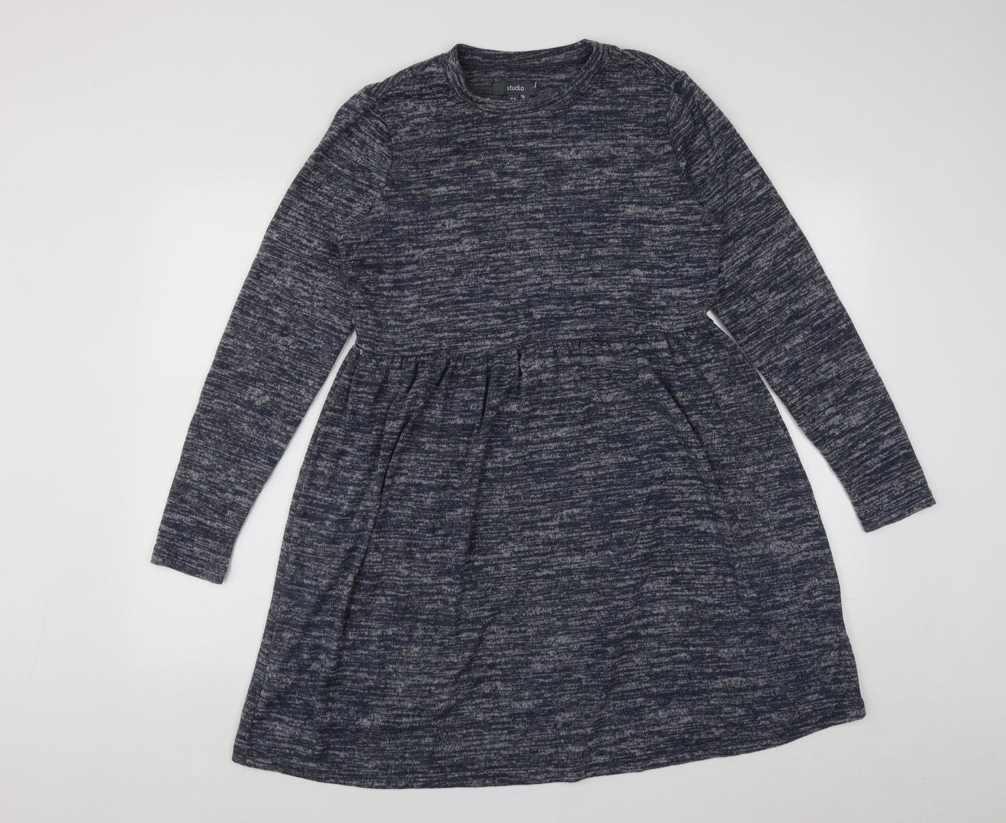 Studio Womens Blue  Polyester Fit & Flare  Size 8  Round Neck
