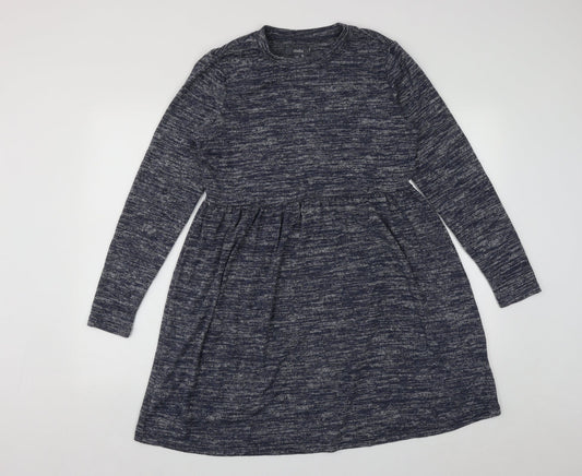 Studio Womens Blue  Polyester Fit & Flare  Size 8  Round Neck