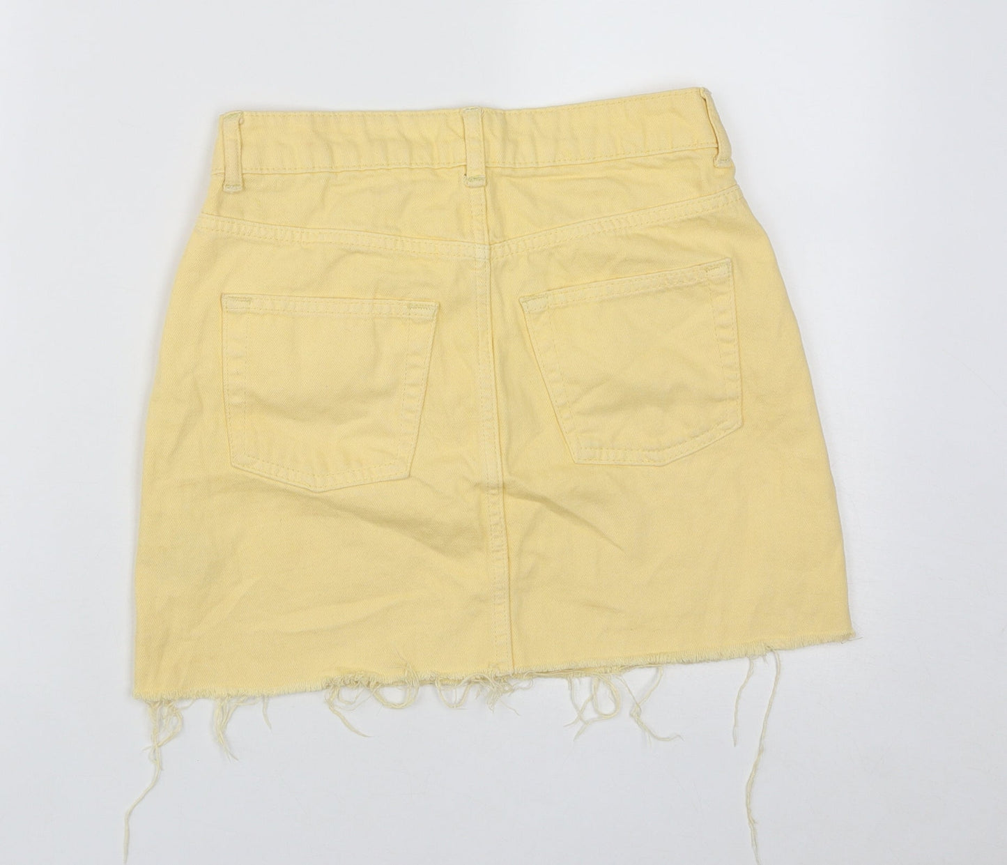 Topshop Womens Yellow  Cotton Mini Skirt Size 6   Zip