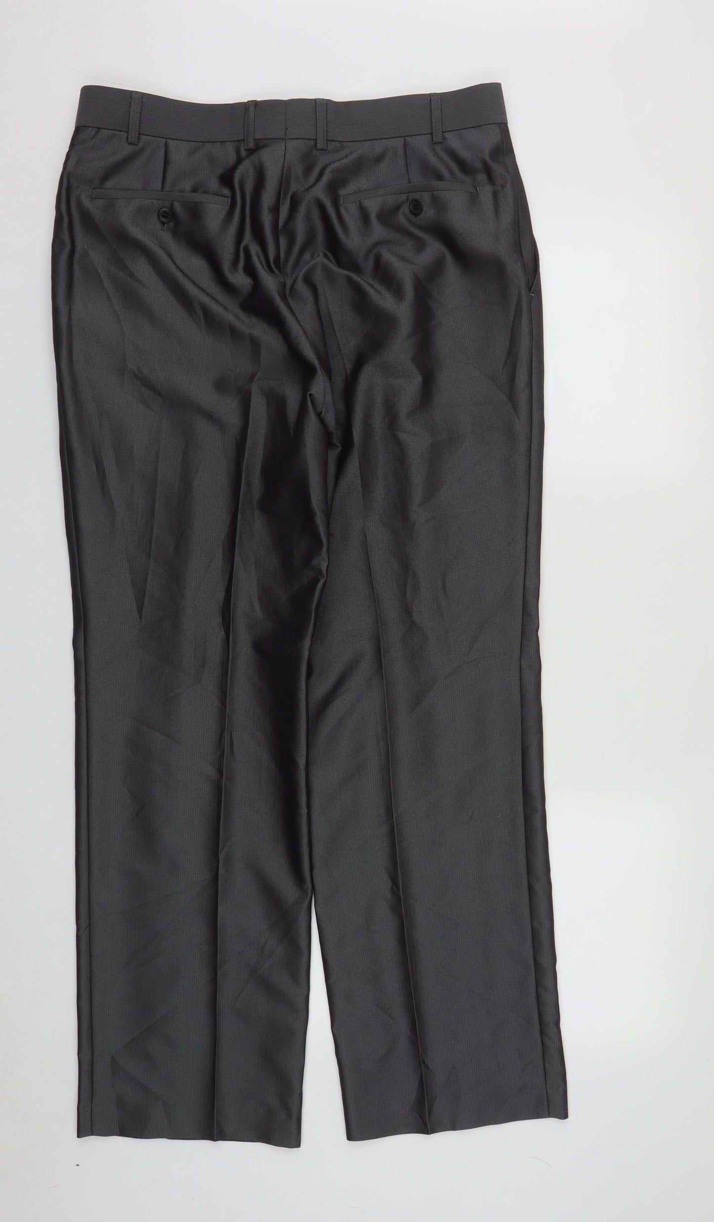Daniel Grahame Mens Grey  Polyester Trousers  Size 34 in L31 in Regular Zip