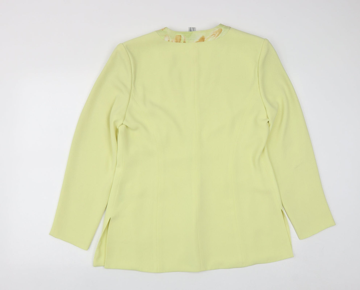 Gina Womens Yellow Geometric  Jacket  Size 12  Button