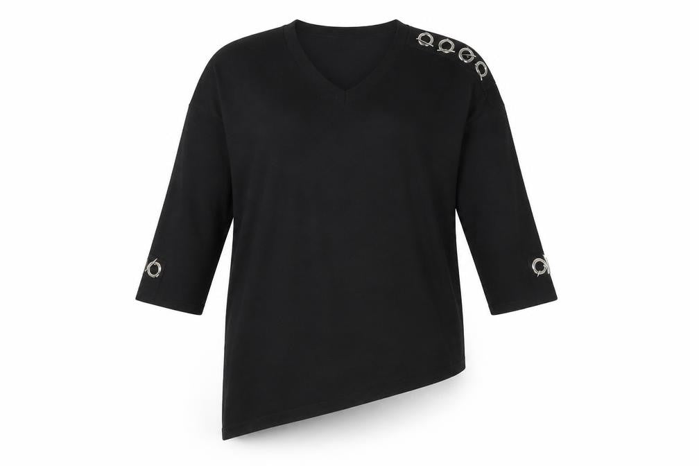 Paramour Womens Black V-Neck  Viscose Pullover Jumper Size S