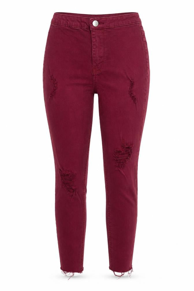 Primark Womens Red  Cotton Straight Jeans Size 8 L25 in Regular Zip