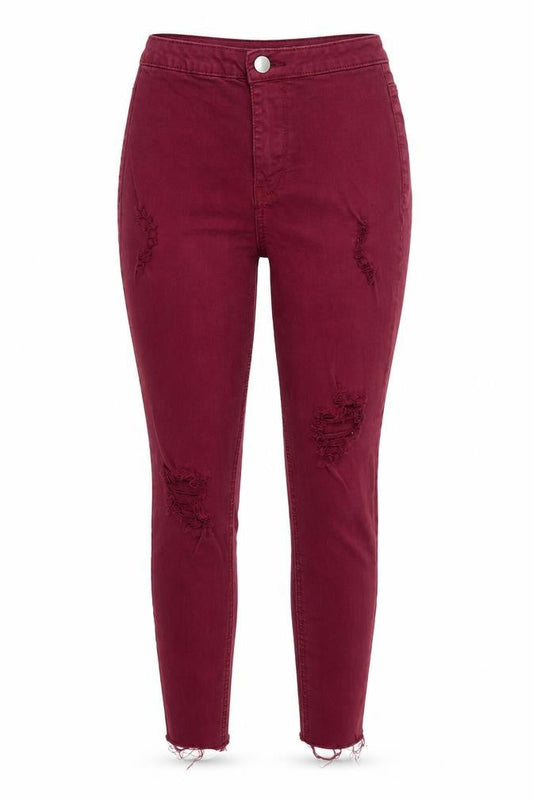 Primark Womens Red  Cotton Straight Jeans Size 8 L25 in Regular Zip