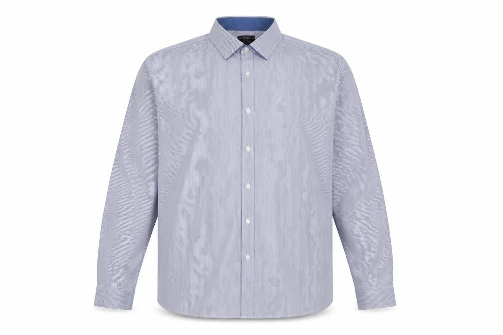 Taylor & Wright Mens Blue Striped Cotton  Button-Up Size 17 Collared Button