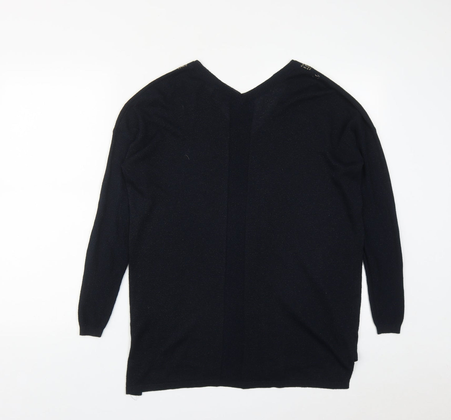 NEXT Womens Blue V-Neck  Polyester Pullover Jumper Size 12