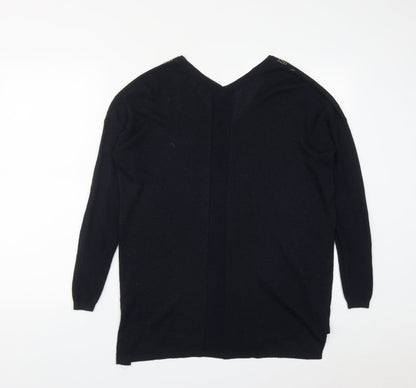 Next Womens Blue V-Neck  Polyester Pullover Jumper Size 12