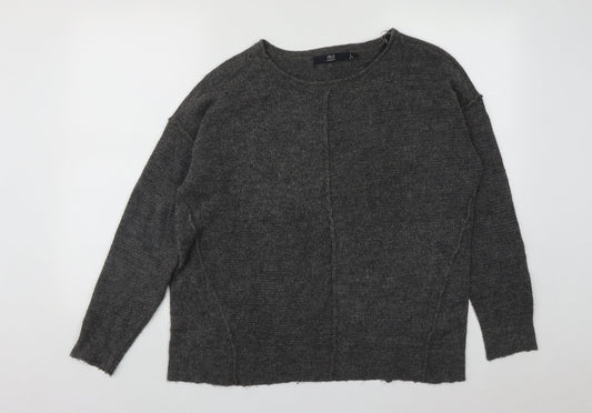 ISLE Essentials Womens Grey Round Neck  Acrylic Pullover Jumper Size S