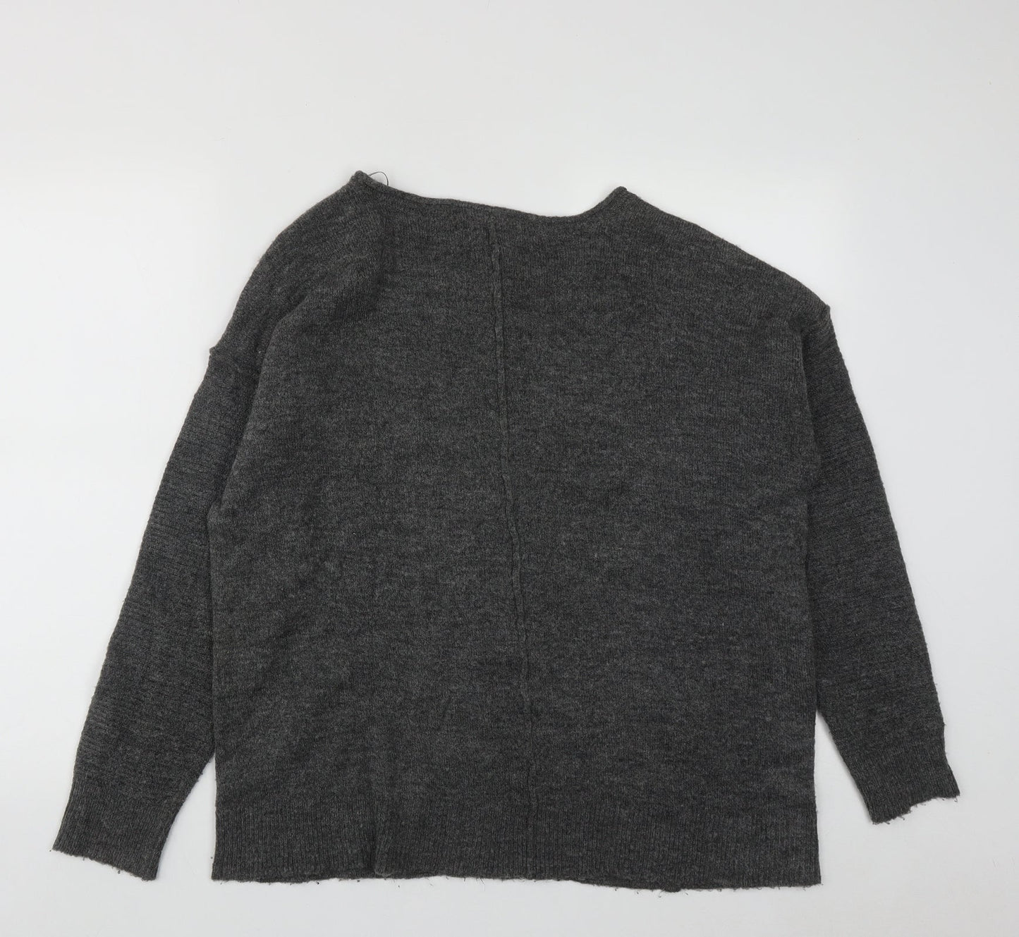 ISLE Essentials Womens Grey Round Neck  Acrylic Pullover Jumper Size S