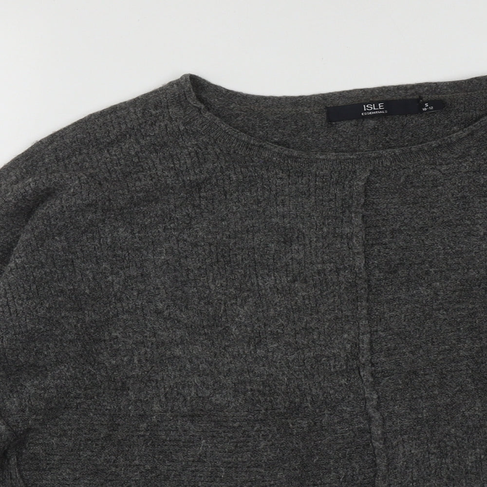 ISLE Essentials Womens Grey Round Neck  Acrylic Pullover Jumper Size S