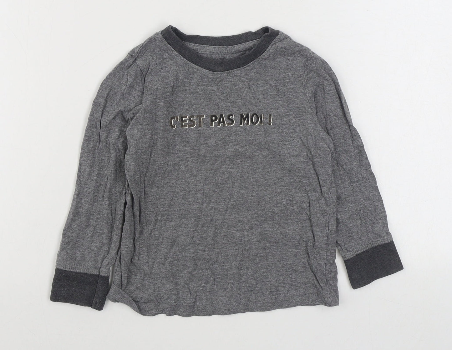 Confiance Textiles Boys Grey  Cotton Basic T-Shirt Size 5 Years Round Neck Pullover