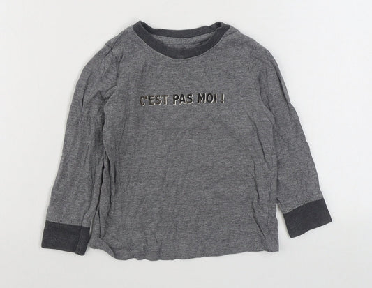 Confiance Textiles Boys Grey  Cotton Basic T-Shirt Size 5 Years Round Neck Pullover