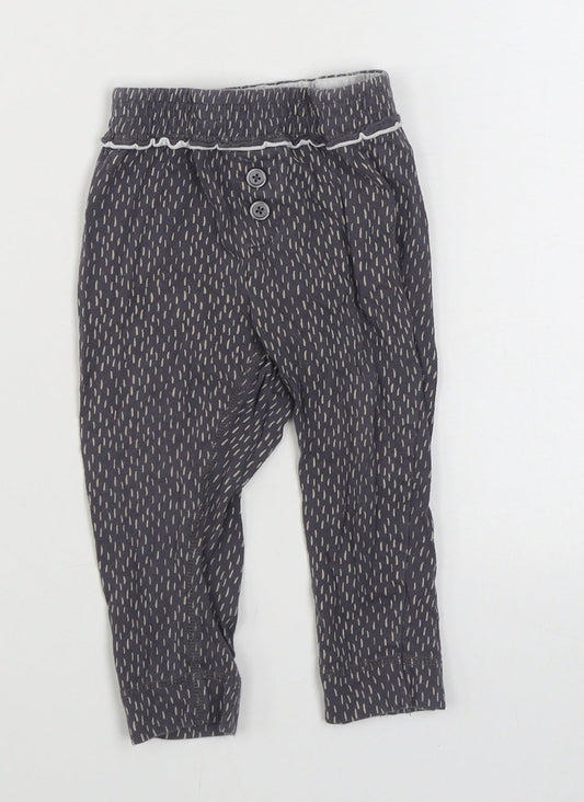 La Redoute Girls Grey Geometric Cotton Jogger Trousers Size 24 Months