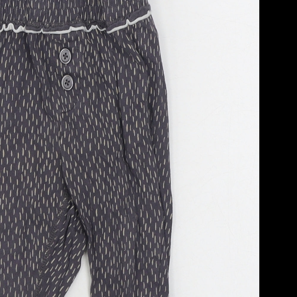 La Redoute Girls Grey Geometric Cotton Jogger Trousers Size 24 Months
