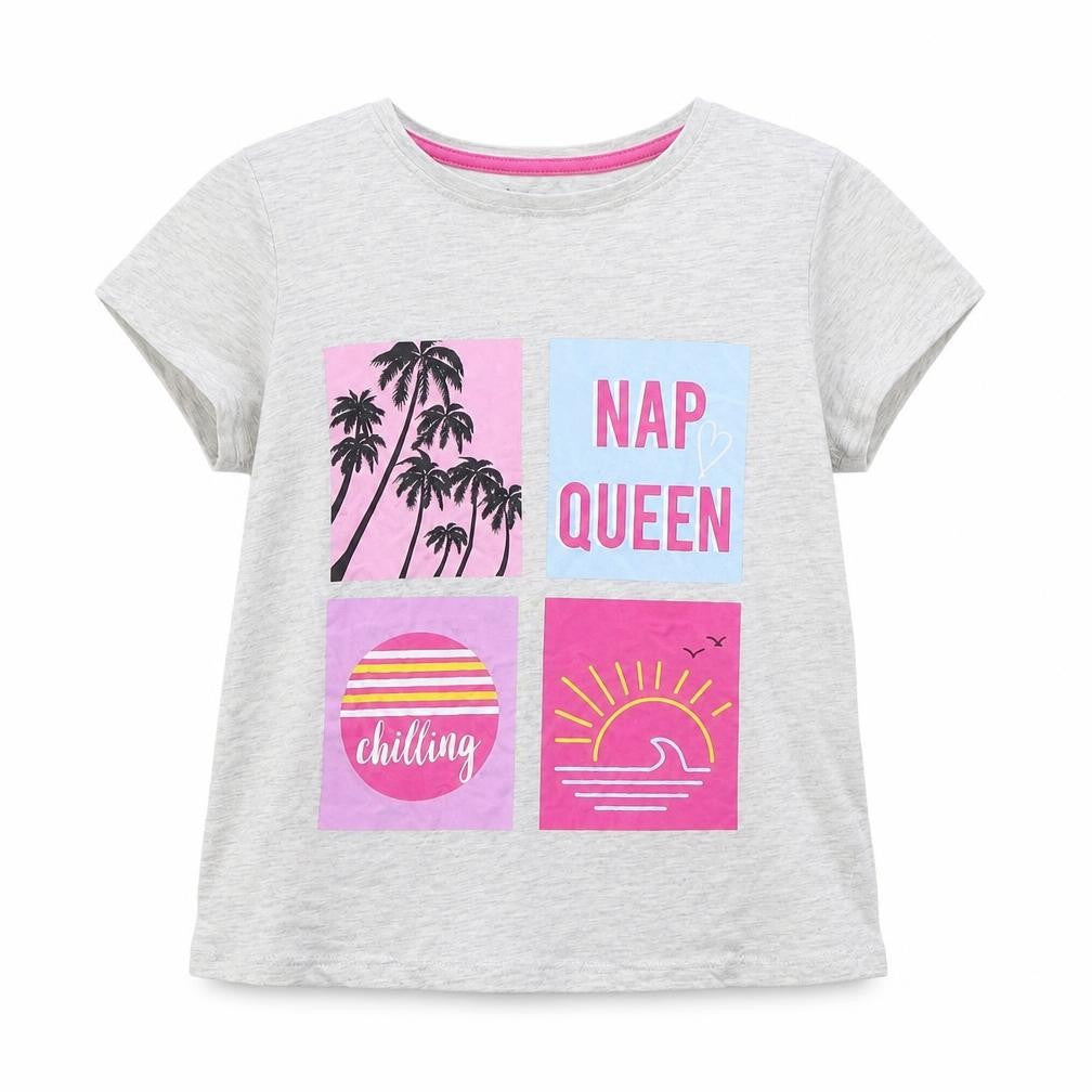 Pep&Co Girls Grey  Cotton Basic T-Shirt Size 7-8 Years Round Neck Pullover