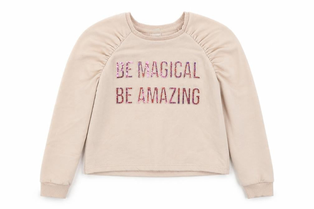 Matalan Girls Beige  Cotton Pullover Sweatshirt Size 9 Years  Pullover