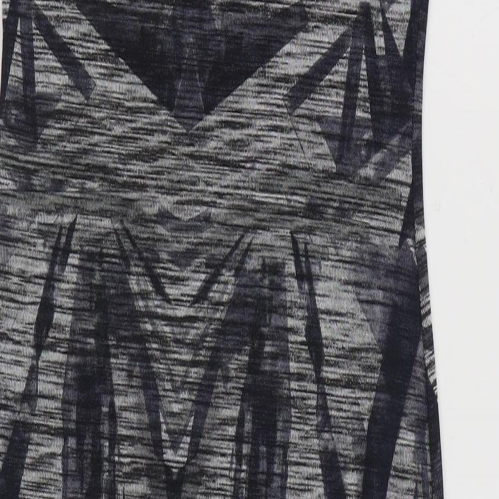 Blue Vanilla Womens Grey Geometric Polyester Bodycon  Size S  Boat Neck Pullover