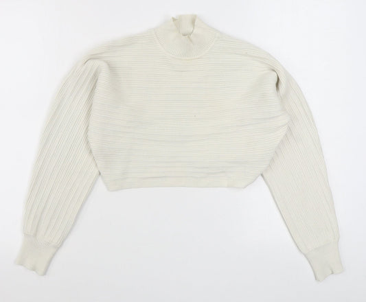 New Look Womens White High Neck  Viscose Pullover Jumper Size S