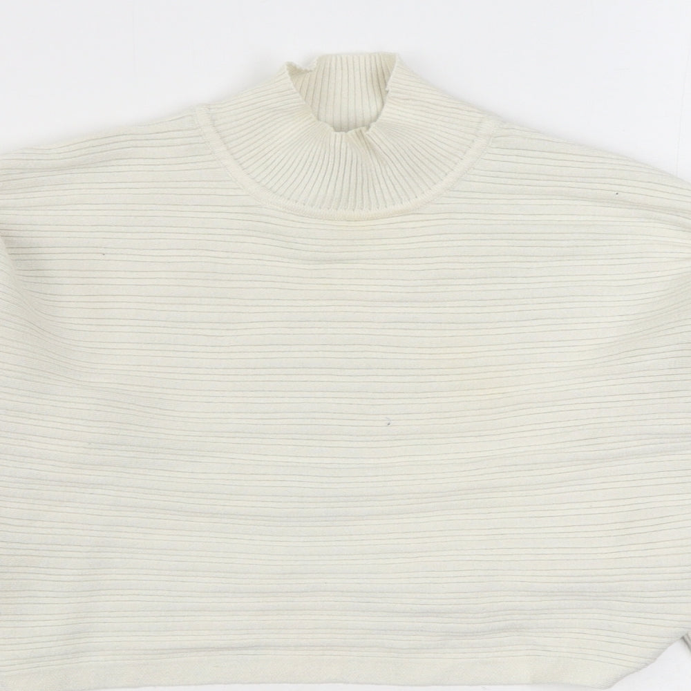 New Look Womens White High Neck  Viscose Pullover Jumper Size S