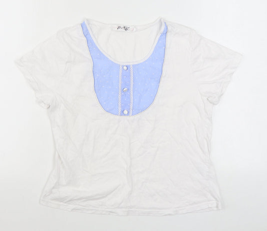 Inspirations Womens White  100% Cotton Basic T-Shirt Size 14 Round Neck