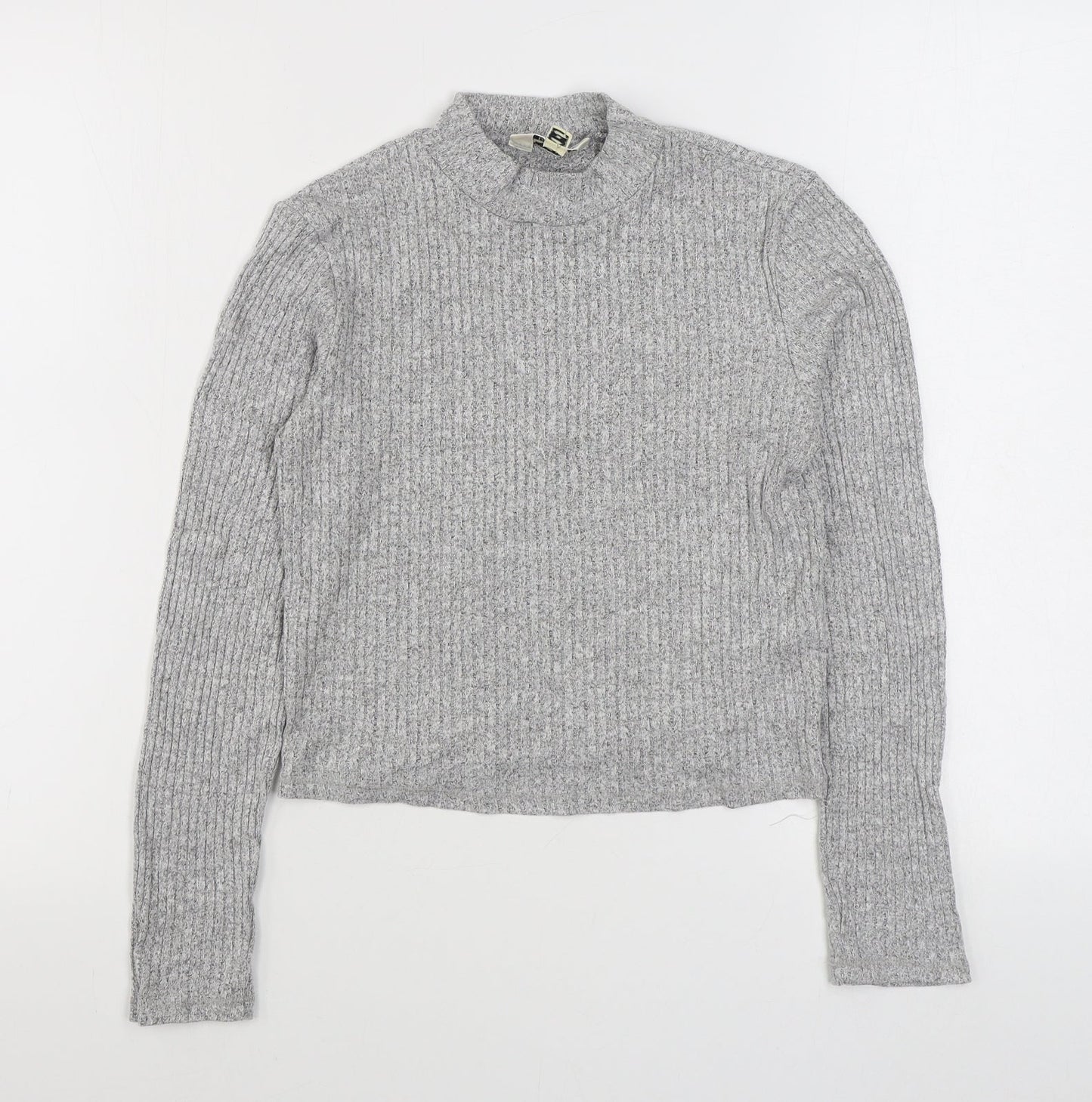 Miss Selfridge Womens Grey High Neck  Polyester Pullover Jumper Size 10