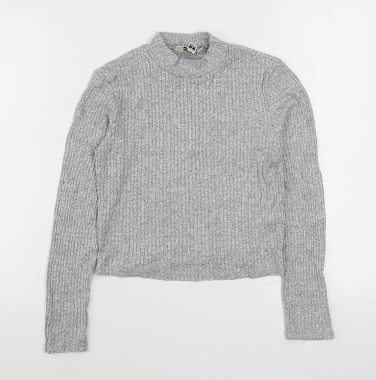Miss Selfridge Womens Grey High Neck  Polyester Pullover Jumper Size 10