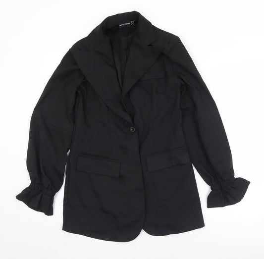 PRETTYLITTLETHING Womens Black   Jacket  Size 8  Button - Shoulder pads