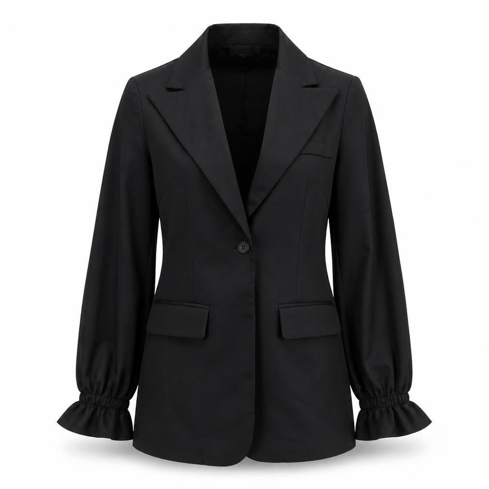 PRETTYLITTLETHING Womens Black   Jacket  Size 8  Button - Shoulder pads