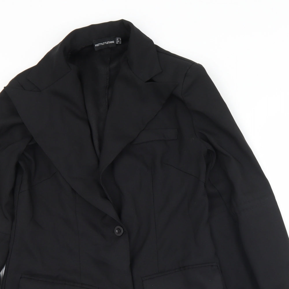 PRETTYLITTLETHING Womens Black   Jacket  Size 8  Button - Shoulder pads