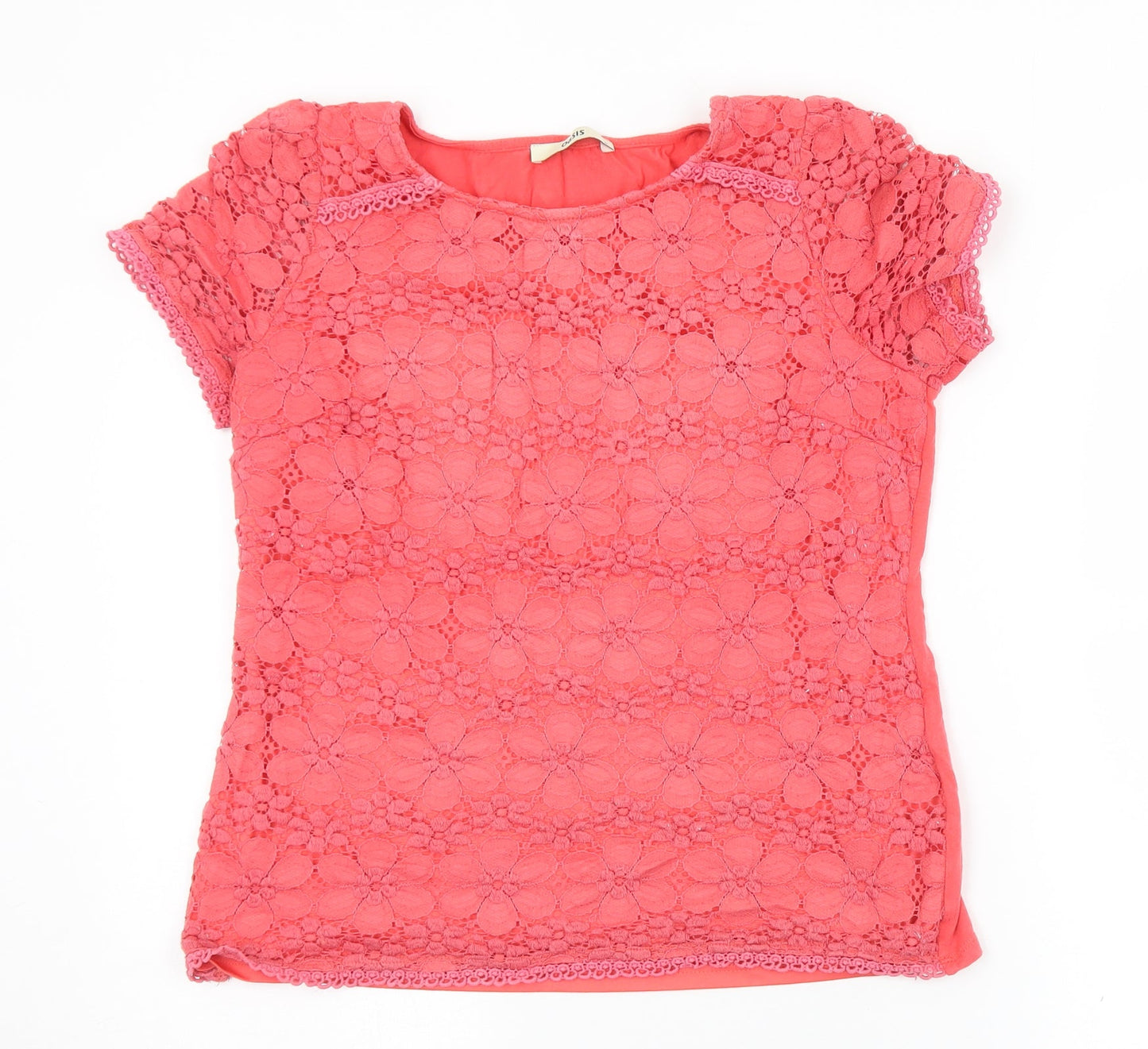 Oasis Womens Pink  Polyamide Basic T-Shirt Size S Round Neck